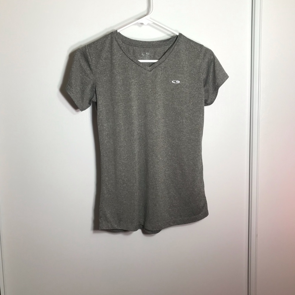 Champion heather gray v neck semi fitted T.